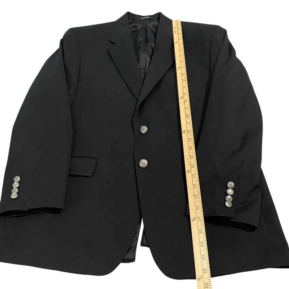 RALPH Ralph Lauren Mens 44R Black 100% Wool Blazer Silver Crest Button Dillard's - Picture 7 of 10